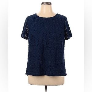 Market & Spruce Navy Lace T-Shirt, 1X